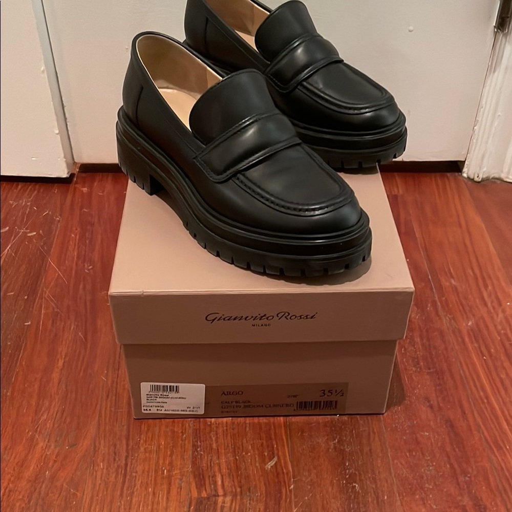 Gianvito Rossi Black Chunky Loafers